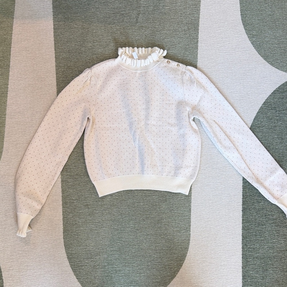 Janie and Jack Cream Ruffled Turtleneck Sweater